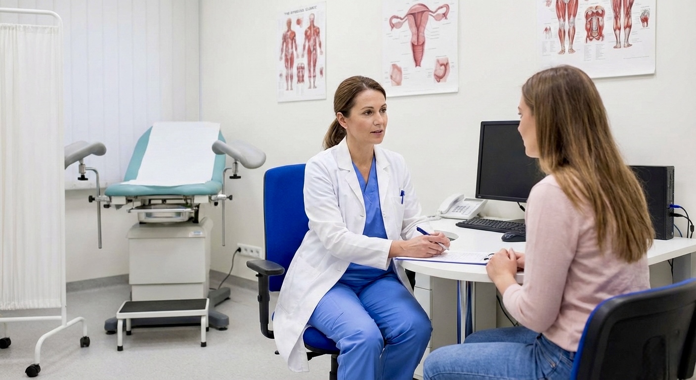 Surgeon consulting with a patient in a clinic